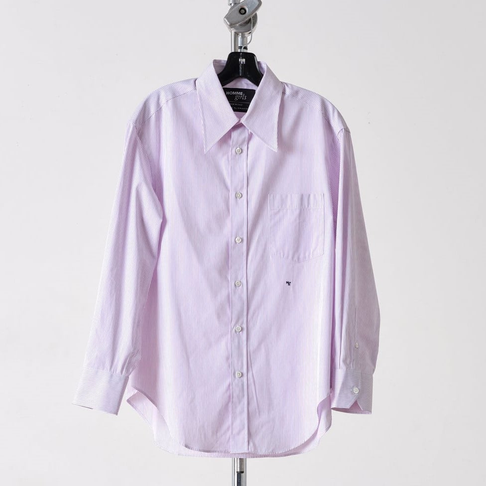 HOMME girls '70s POCKET SHIRT LAVENDER STRIPE | SAKAN LES YEUX
