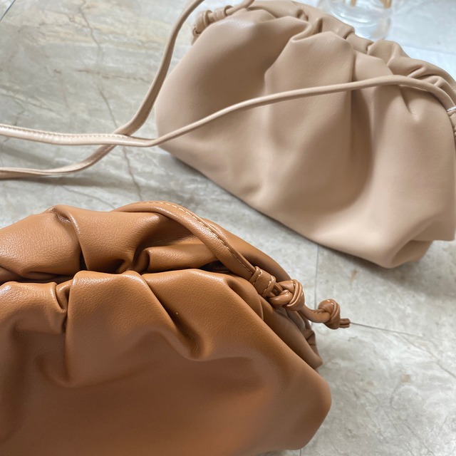 本革 ギャザー ショルダーバッグ　7色　SMALL