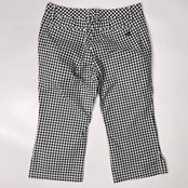adidas GOLF アディダス ゴルフ ギンガムチェック クロップド丈 パンツ M/ホワイト×ブラック