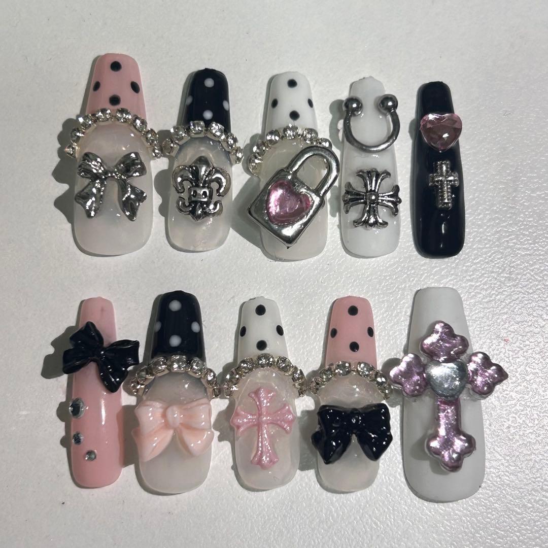 子供用ネイルチップ♡キッズネイル♡ギャルネイル♡コギャル♡ロング