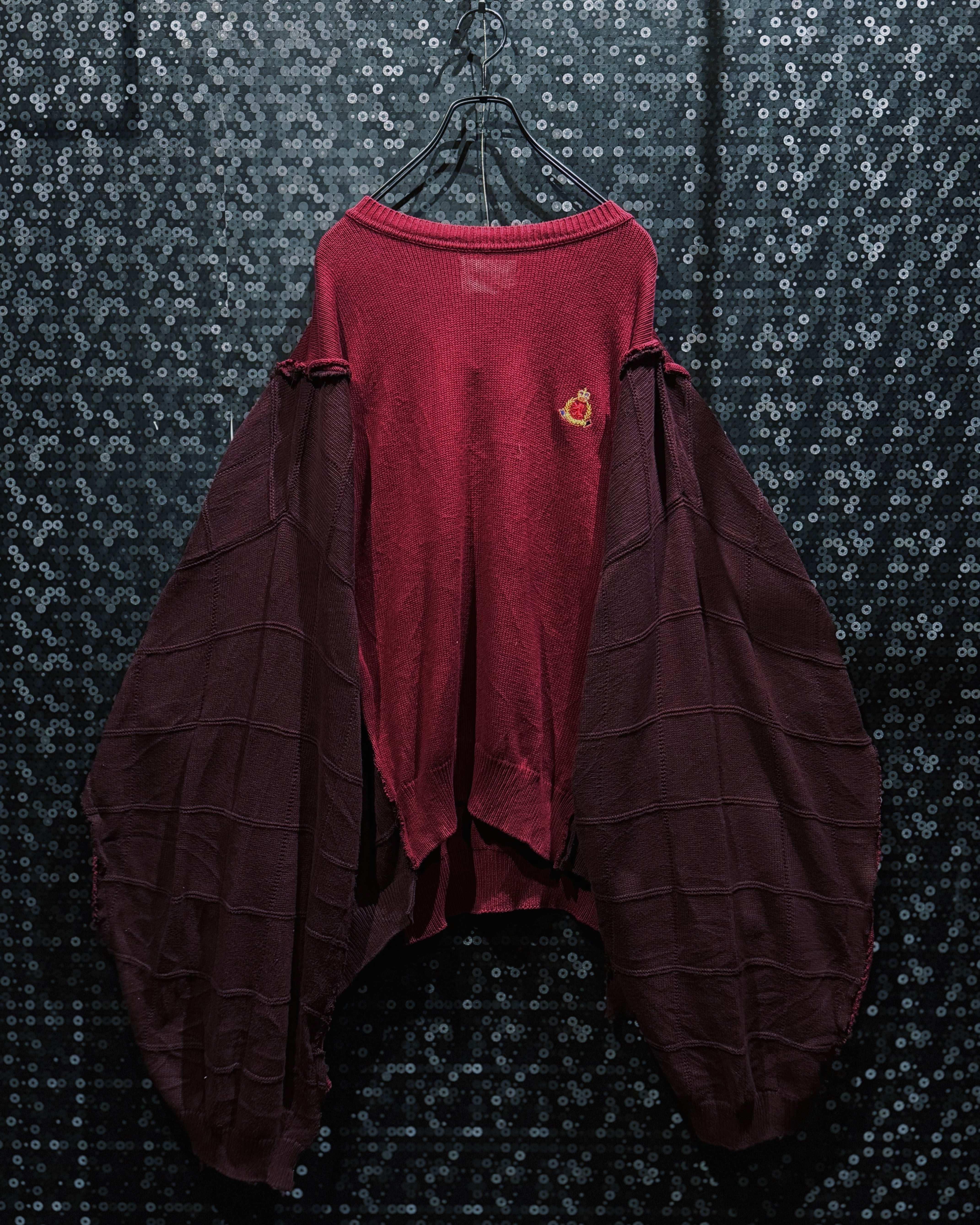 【ÆIEM】"再倖築” white big stitch design crazy docking over knit