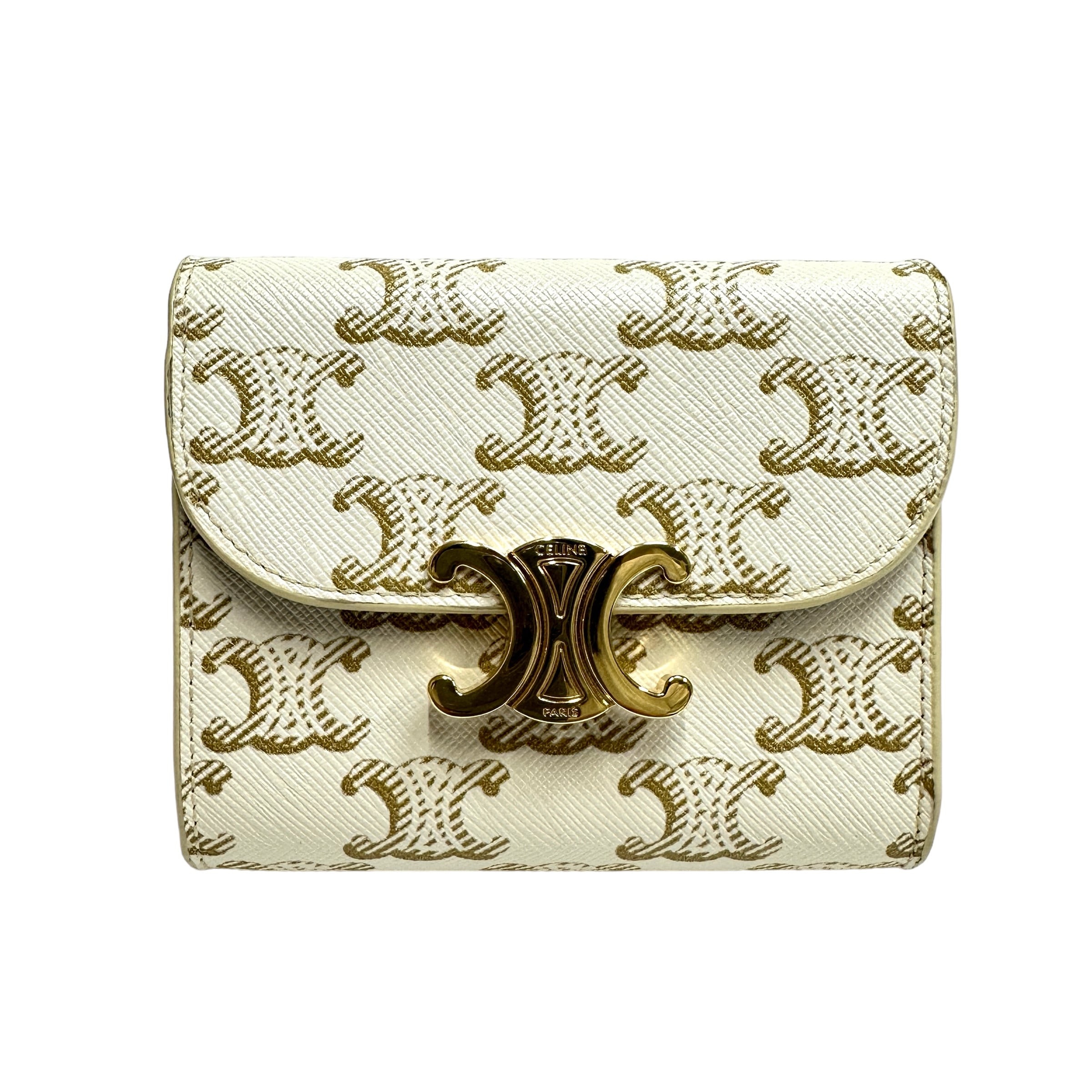 CELINE セリーヌ トリオンフ コンパクト財布 ホワイト 12180-202312