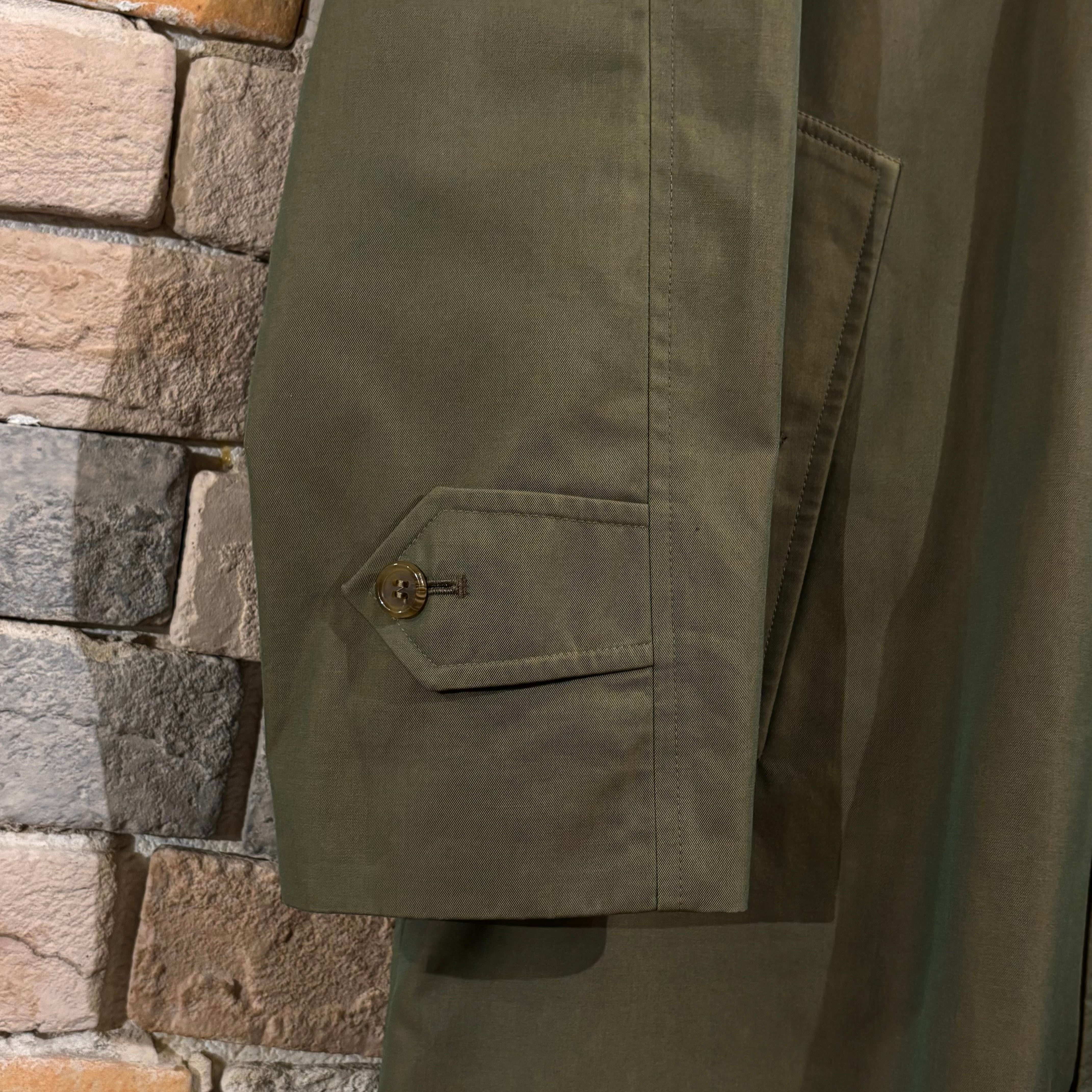 Burberry サイズ46(UK36)程度 緑玉虫色 コットン100% ステンカラー