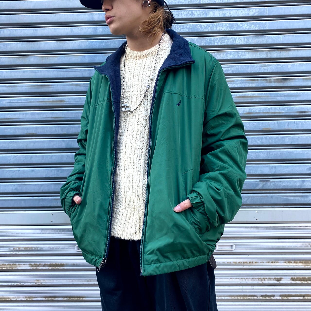 NAUTICA ノーティカ リバーシブル フリース×ナイロンジャケット メンズ 