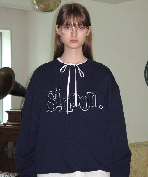 sinoon BOUCLE LOGO SWEATSHIRT ネイビー SINOON] BOUCLE LOGO SWEATSHIRT (NAVY) | もごつ