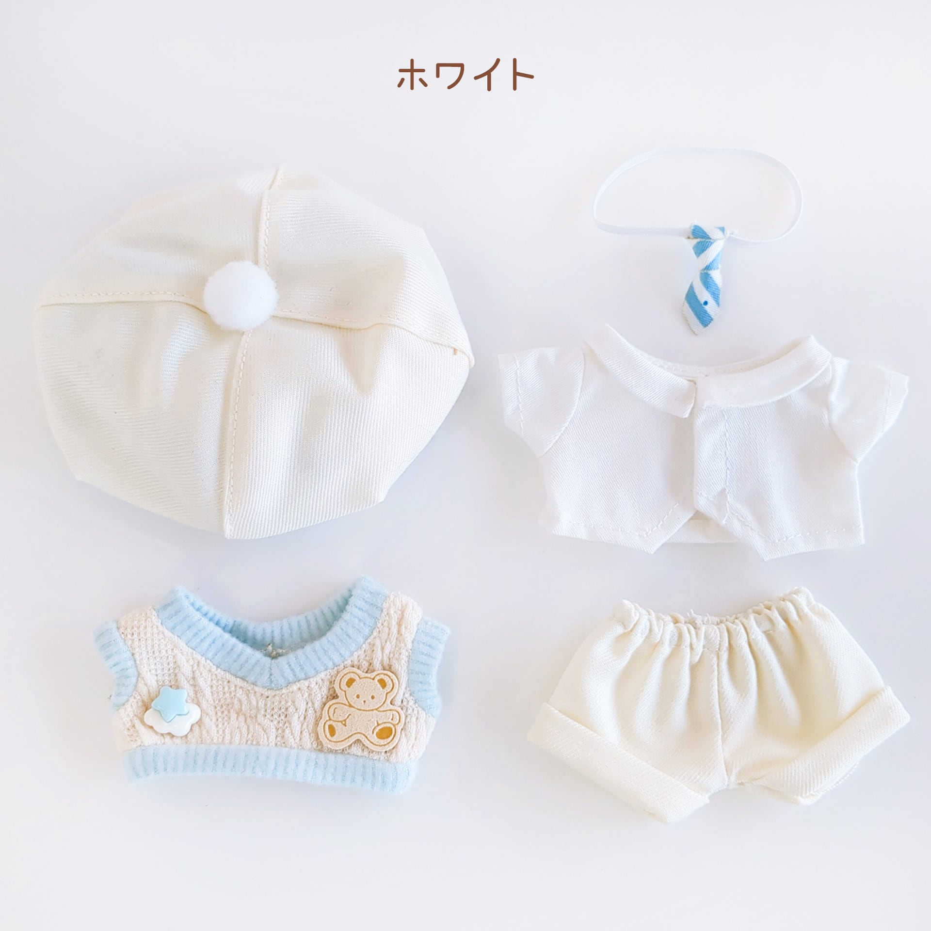 3M-1324【10cm】ベレー帽付きホワイトスクールセット | Little Closet