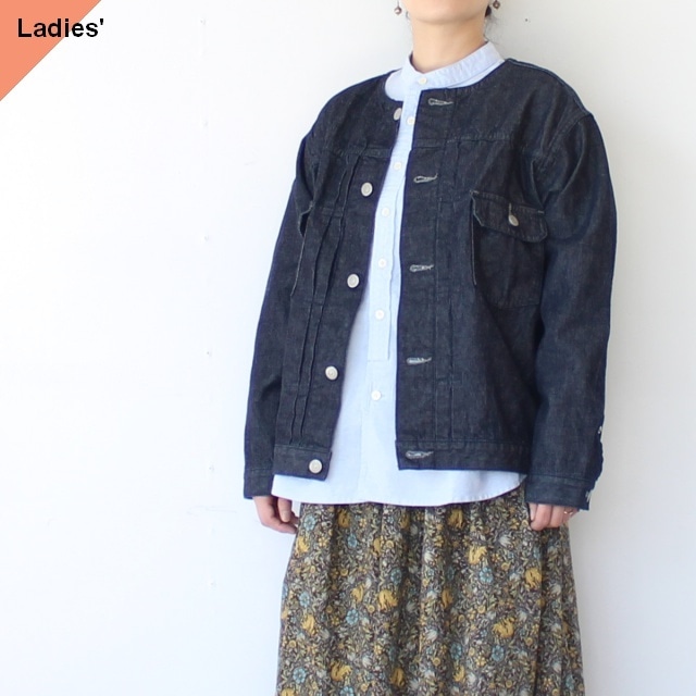 【NEW】 sasanqua by trees ノーカラー2ndデニムジャケット No collar 2nd denim jacket (Indigo)