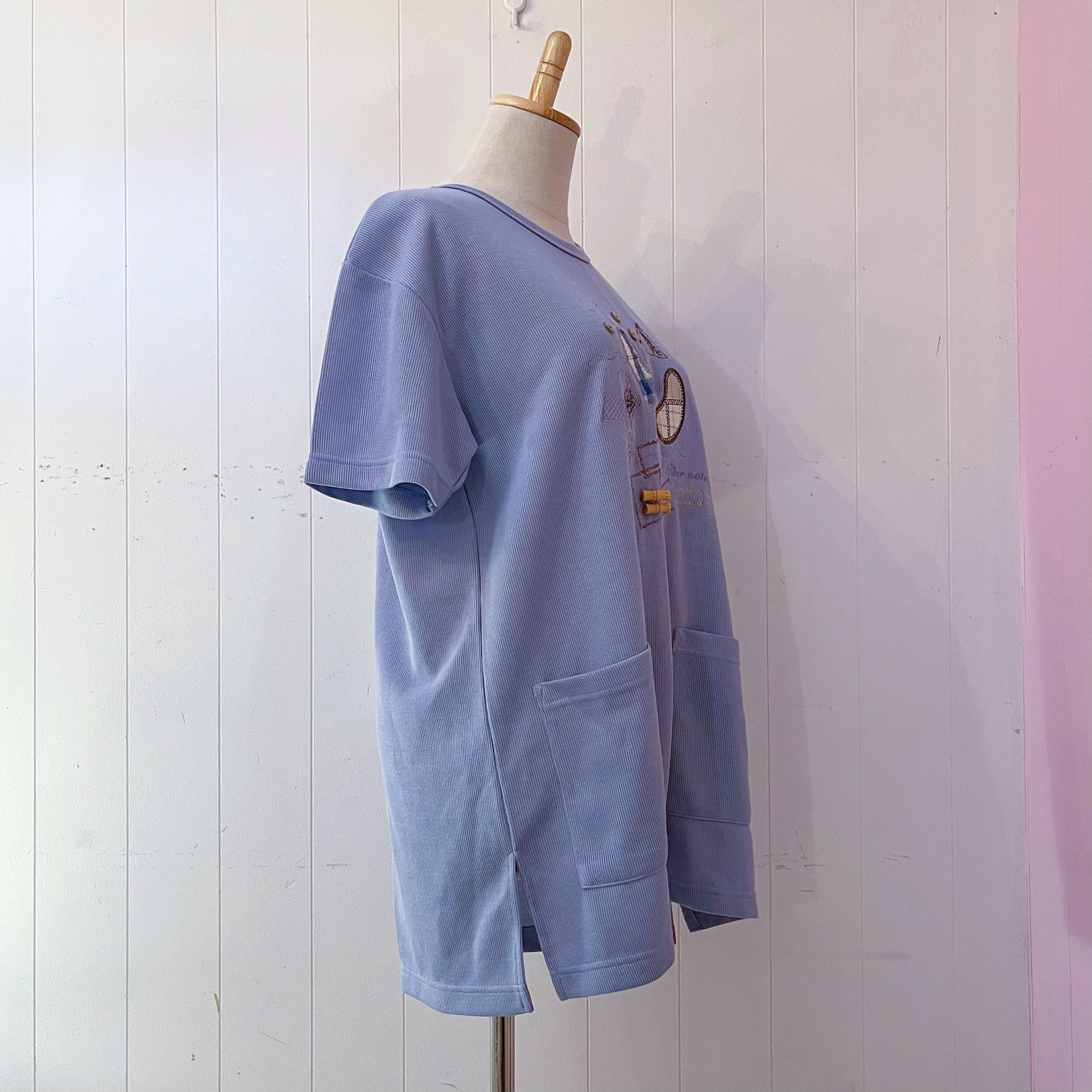 patchwork stitch knit T-shirt