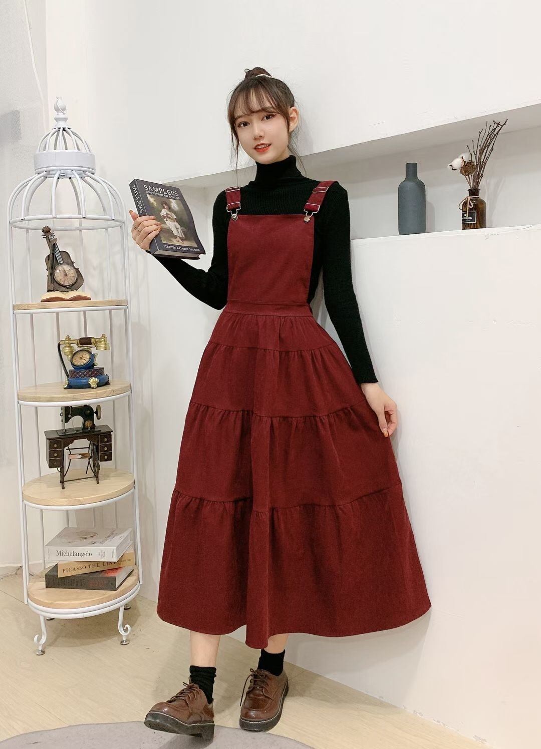 ティアードスカートサロペット