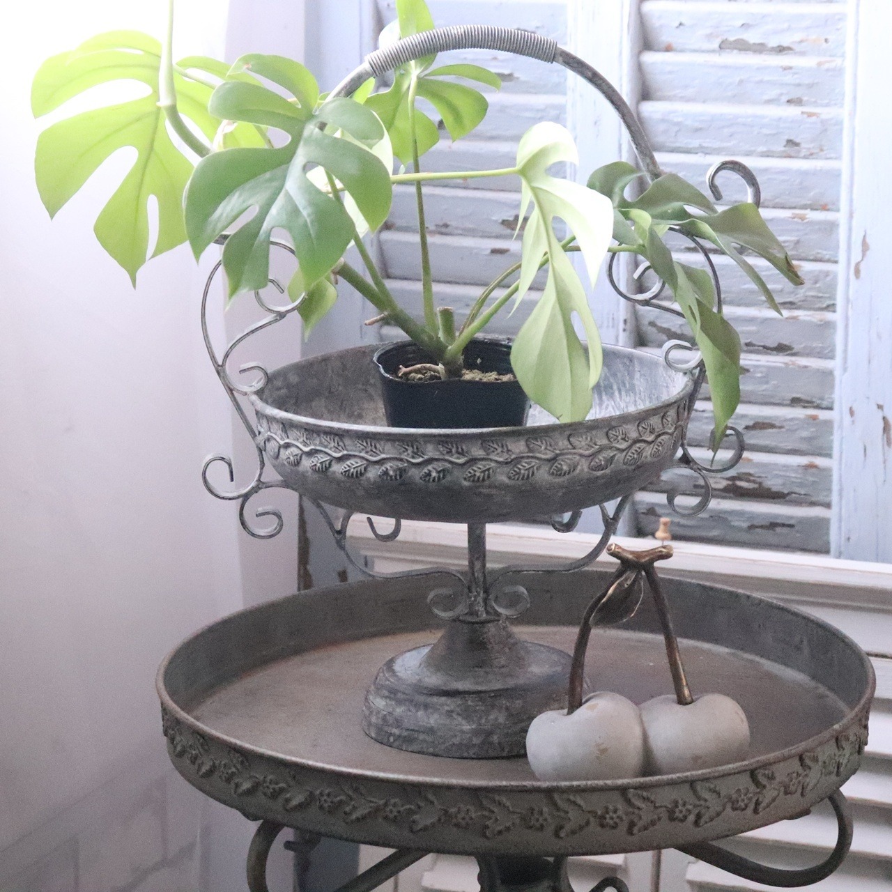 植木鉢　プラントハンドルスタンドS｜シャビーシック　寄せ植えして飾ると素敵なガーデンになる　60043