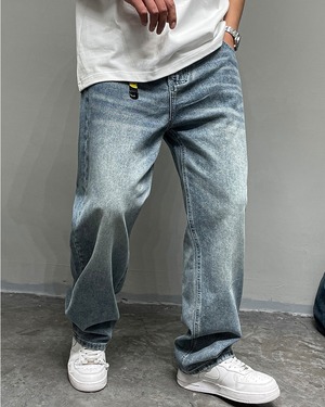 Wide Leg Design Denim Baggy Pants 　x00388