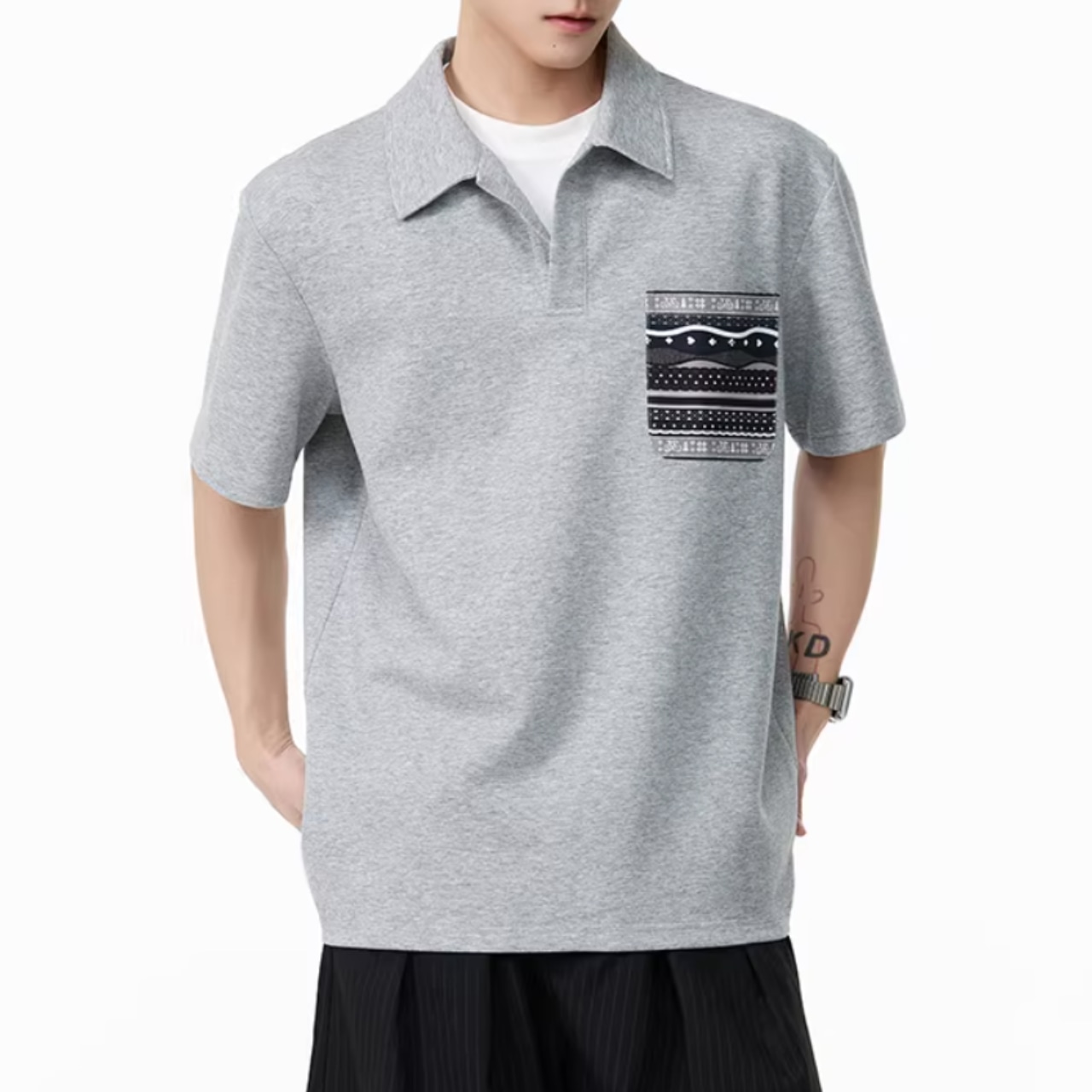 パッチポケット ニットポロシャツ af0170