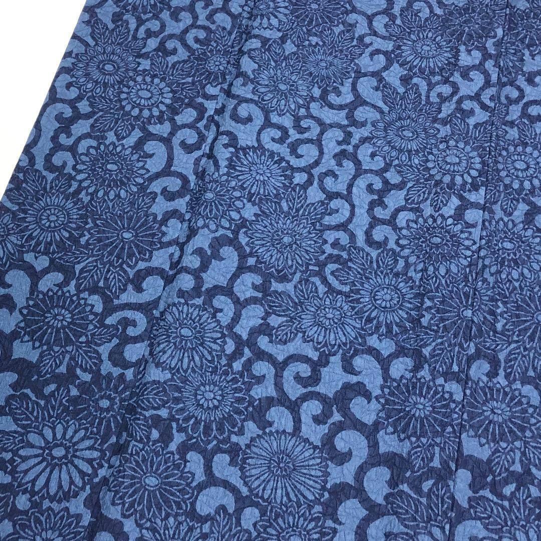 単衣 小紋 型染 菊の花 唐草模様 藍御納戸色 K-3619 | Pay ID 単衣 小紋 型染 菊の花 唐草模様 藍御納戸色 K-3619 | Pay ID