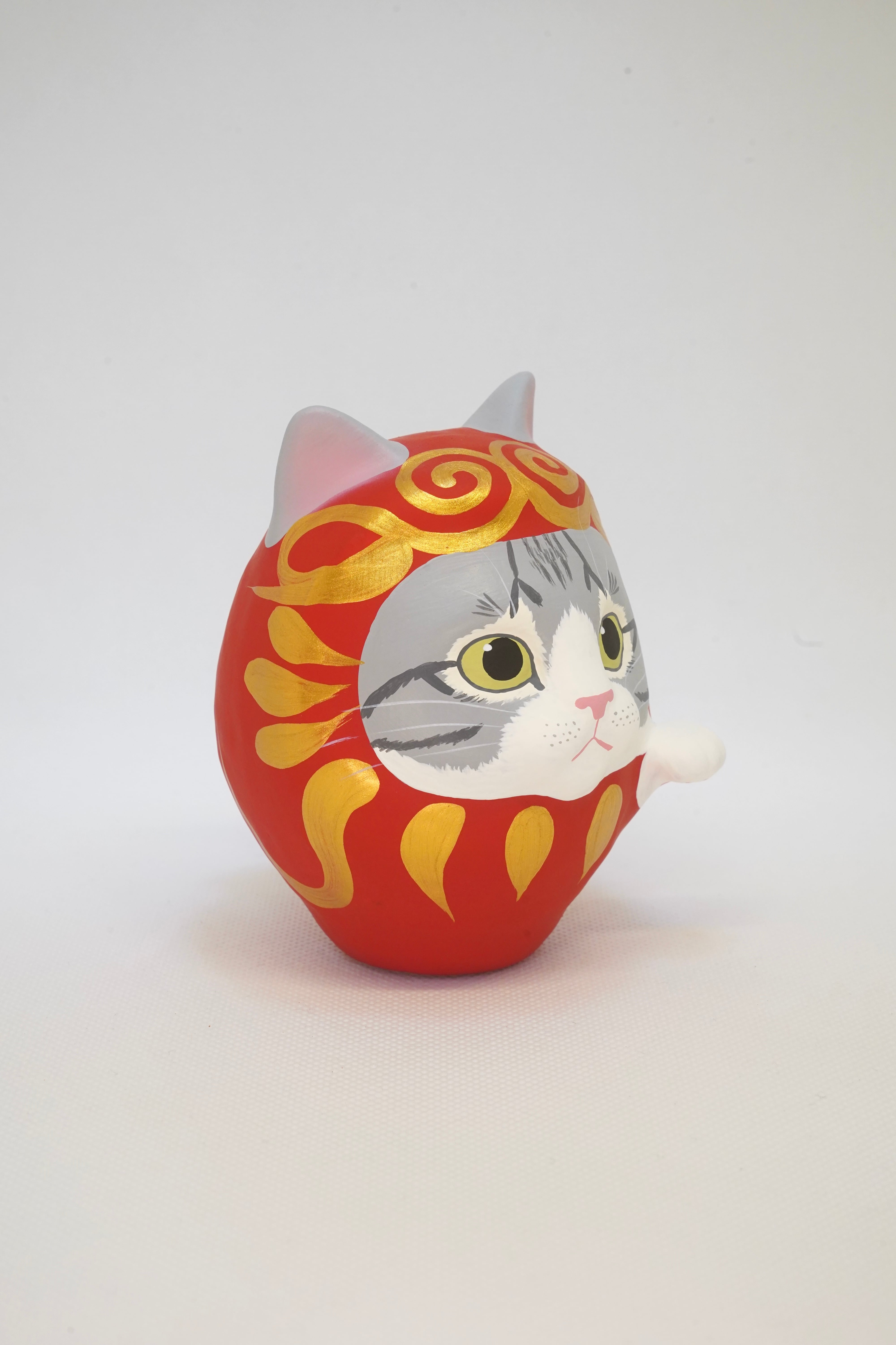 だるま屋 るもん 猫だるま キジ白 左手 【公式通販】