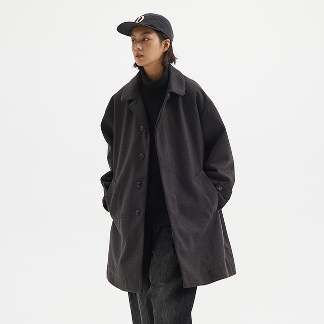 無地ミドル厚手トレンチコート