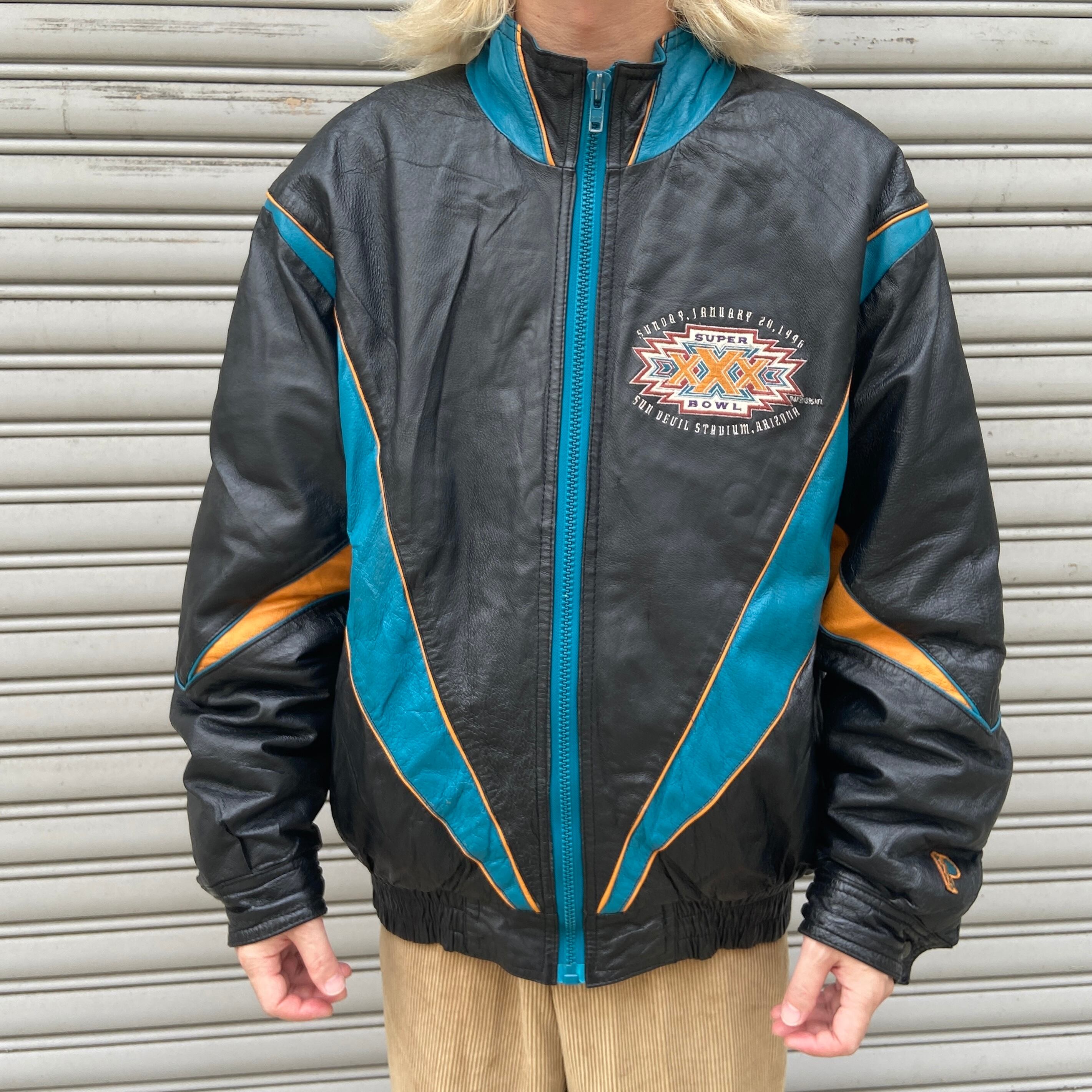 90s PROPLAYER NFL スーパーボウル レザースタジャン 黒 M | 古着屋 Uan