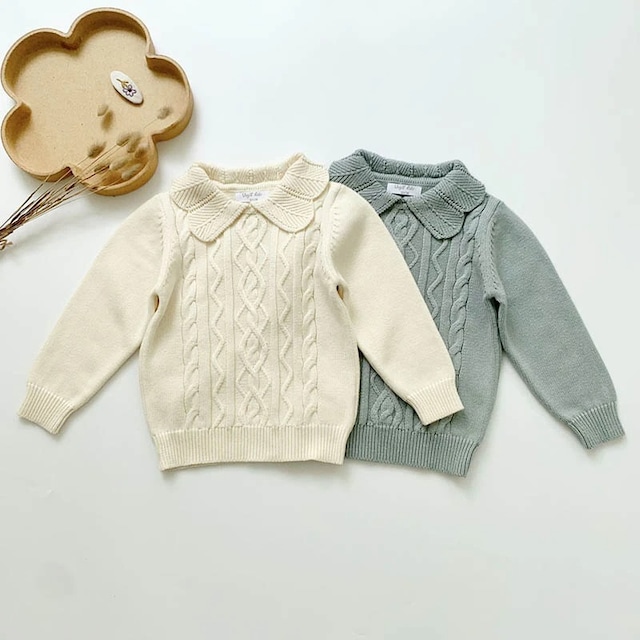 【即納】 AS2342 frillcollar twist knit