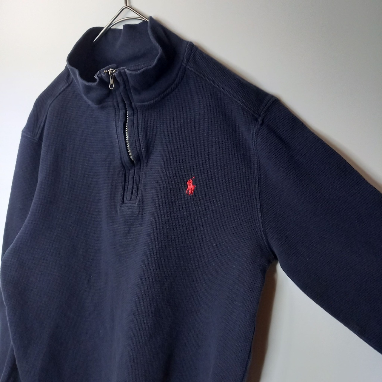 ポロラルフローレン　ハーフジップ　スウェット　サーマルT　ネイビー