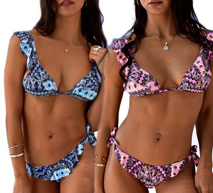 エキゾチック調三角ビキニ ワイヤーなし Tバックビキニ