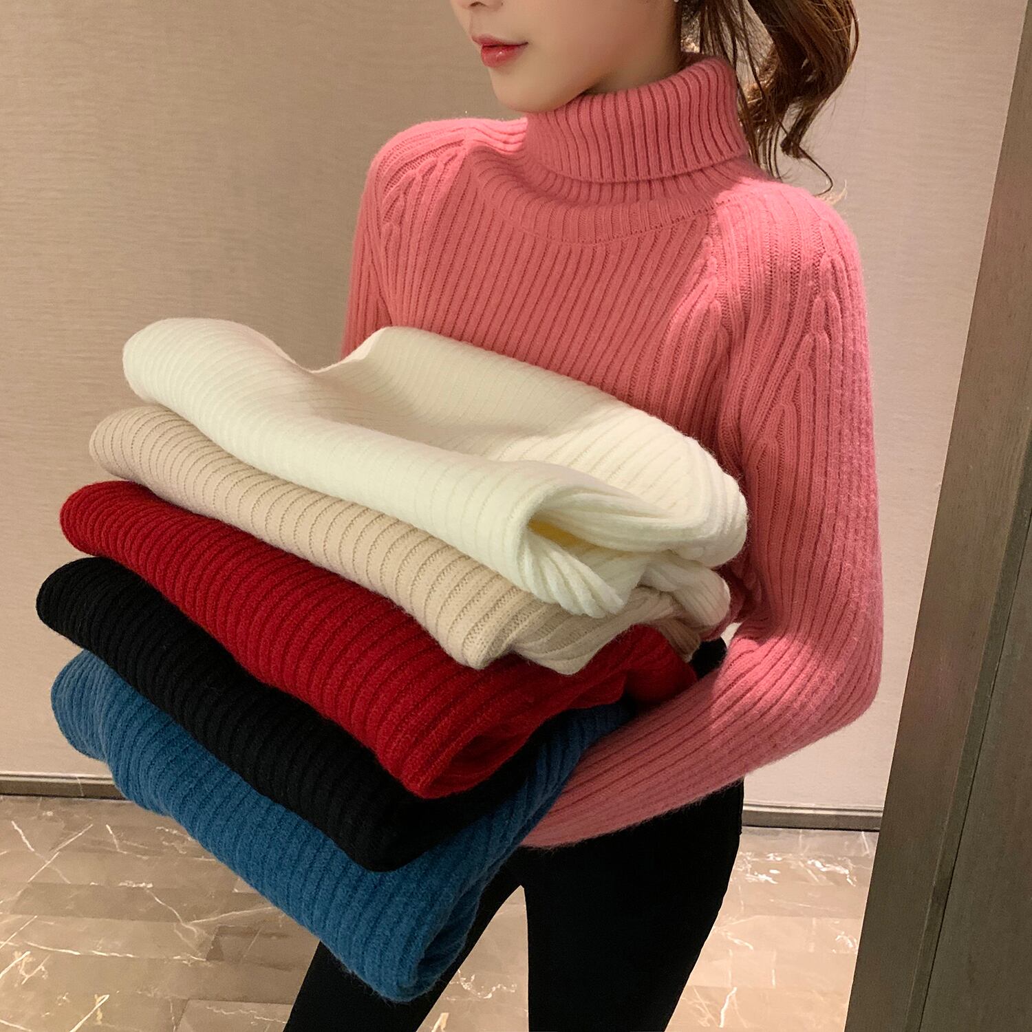 セーター ウィンターニット ピンク 冬物 6Du_Shop_Women61277631271