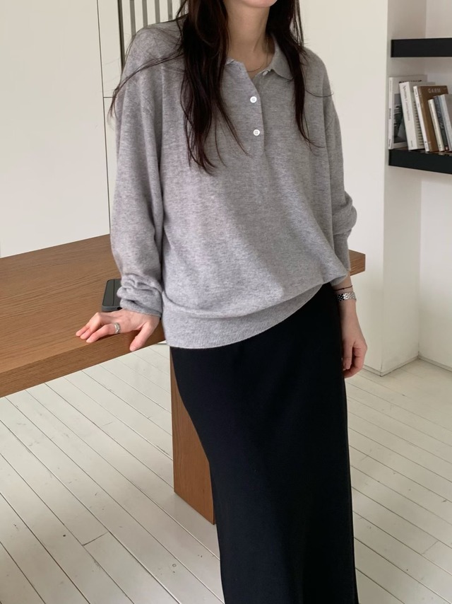 (予約) fl lanel / Cashmere polo knit 3color