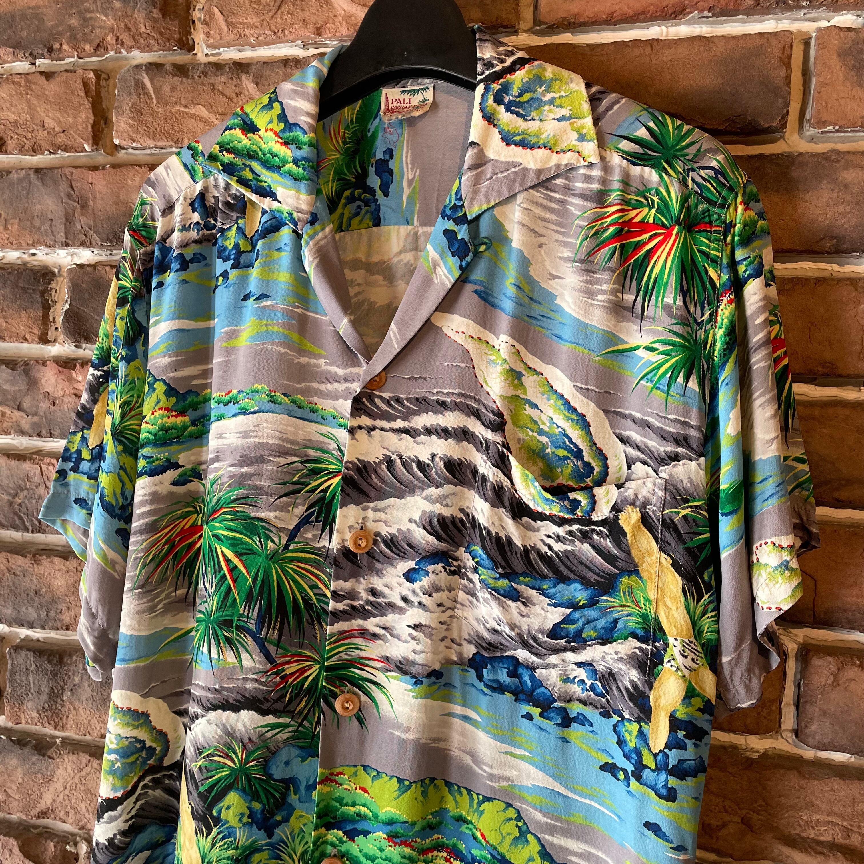 50s 希少 長袖 PALI HAWAIIAN アロハシャツ DM528 50s 希少 長袖 PALI HAWAIIAN アロハシャツ DM528