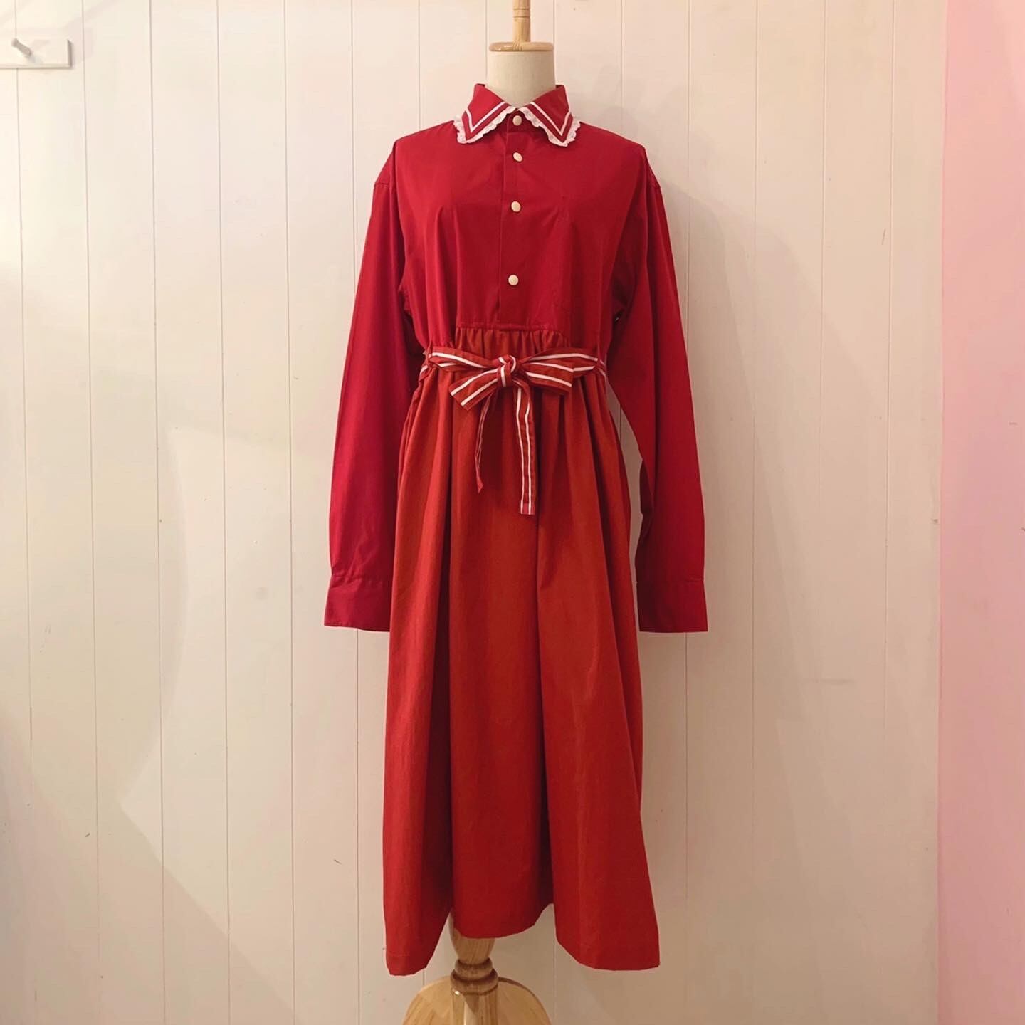 remake : strawberry line shirt one-piece