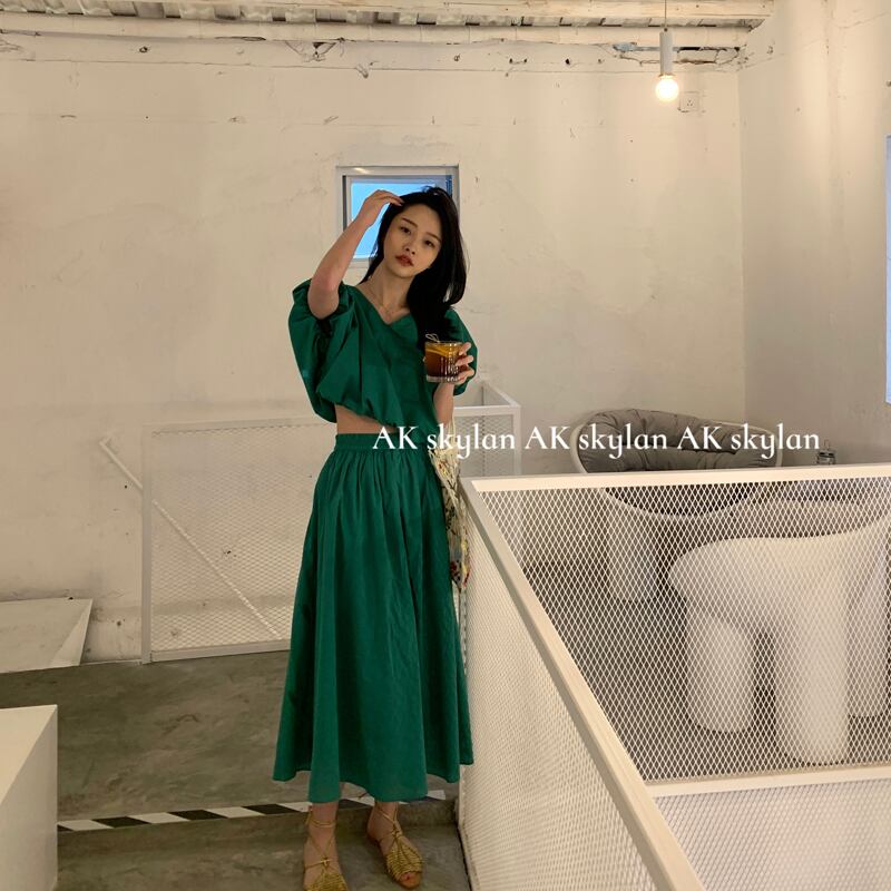 ハイウェストウェストスカート サマースタイル薄手ショートシャツ 夏物 ビッグFスモールZ韓国30346511924