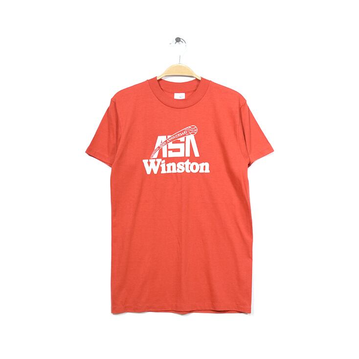 80S USA製 ASA Winston ソフトボール ヴィンテージ Tシャツ メンズM シングルステッチ 赤色 アメカジ 古着 @BB0645