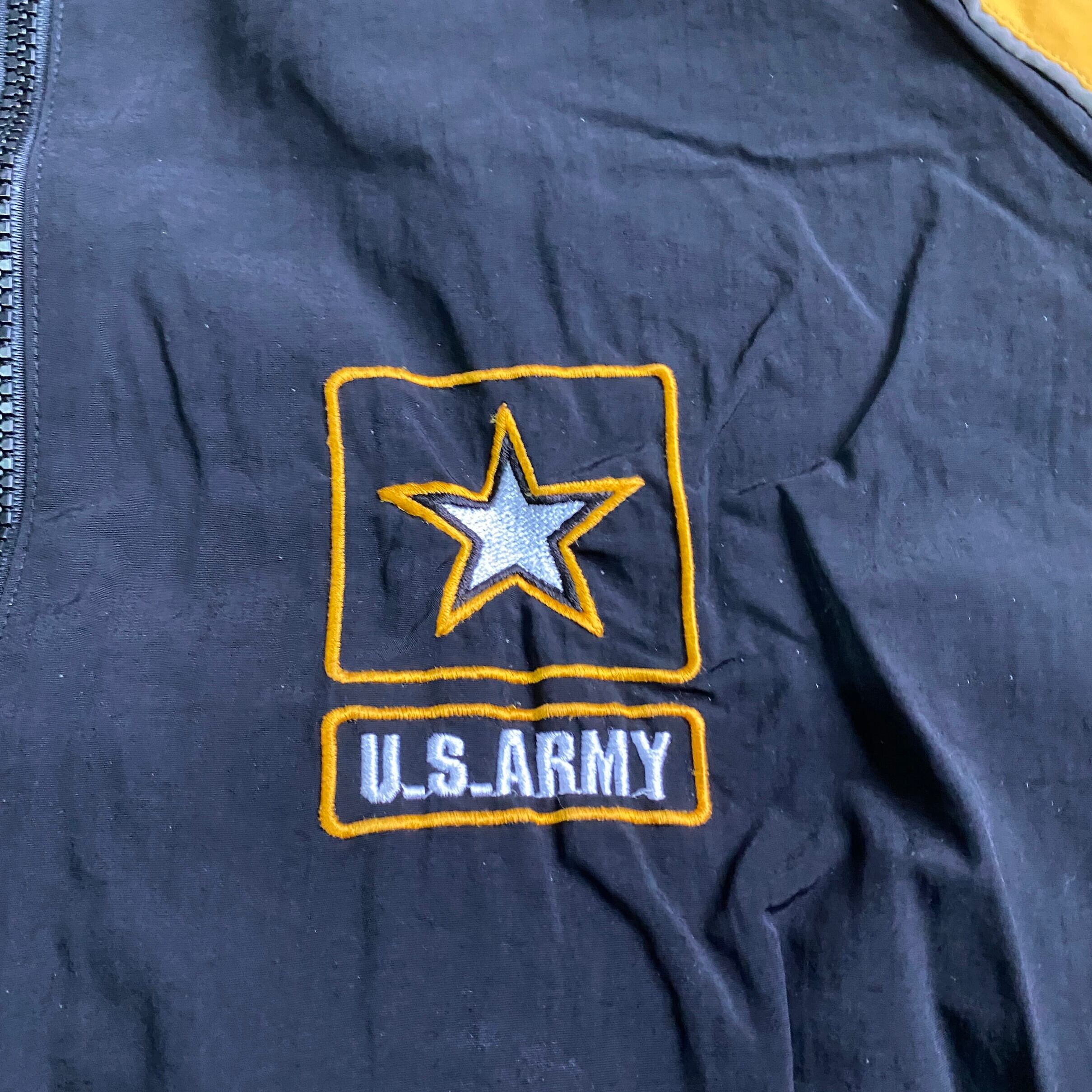 U.S.ARMY ナイロンジャケット 刺繍ロゴ ヴィンテージ ブラック Lサイズ