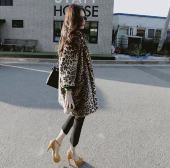 ヒョウ柄 コート レディース レオパード アウター おしゃれ 冬 アメリカ 長袖 暖かい グレー グリーン