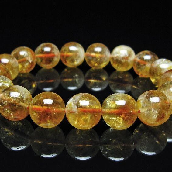 シトリン ブレスレット 虹入り 12mm シトリンクォーツ ブレス メール便