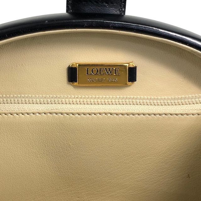 LOEWE ロエベ ハンドバッグ ブラック アナグラム レザー トップハンドル vintage ヴィンテージ オールド ihd733