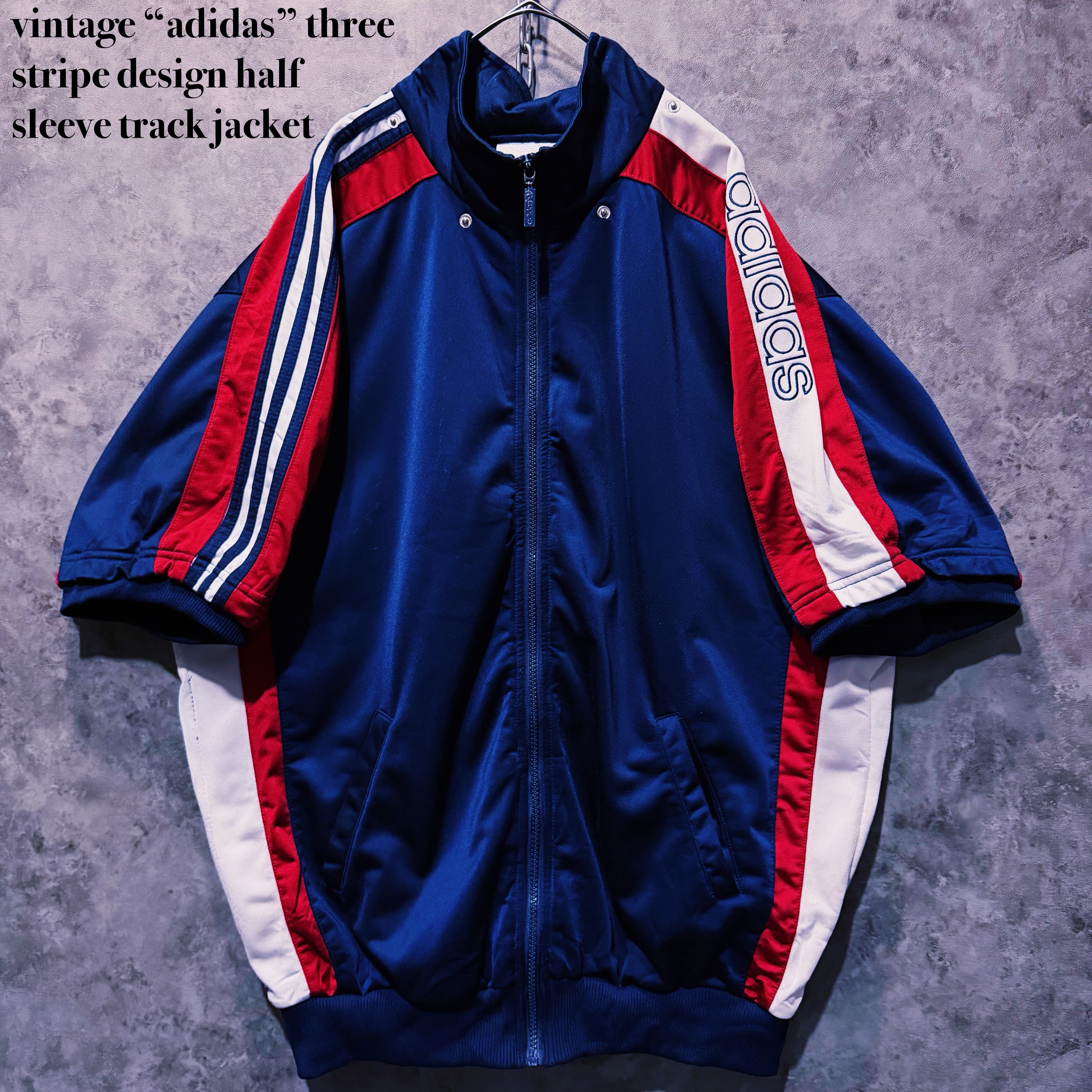 【doppio】vintage “adidas” three stripe design half sleeve track jacket