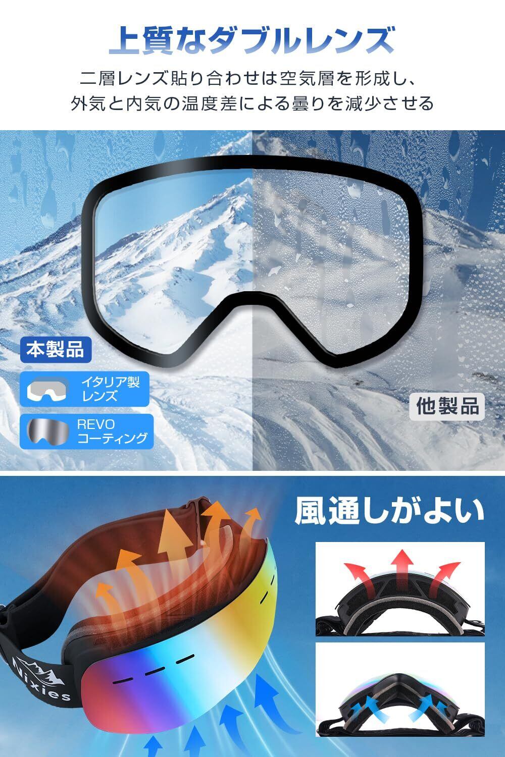 Rovolt] スキーゴーグル メガネ対応 【180°広視界&OTG設計