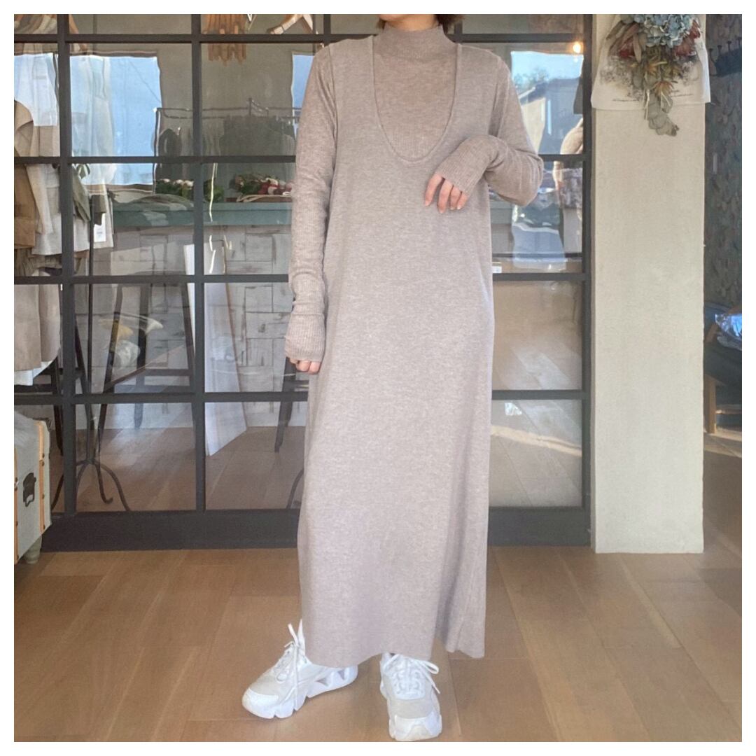 【CLOCHE】レイヤードニットワンピース