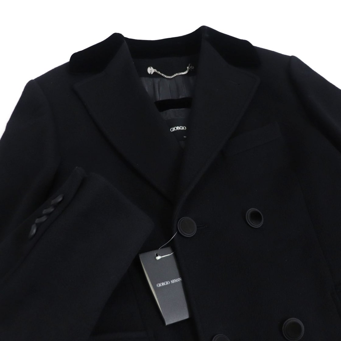 極美品□黒タグ ジョルジオアルマーニ カシミヤ100％ ダブルブレスト 