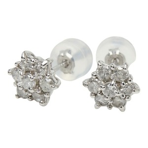 Pt900 プラチナ ダイヤ0.50ct フラワーモチーフ ピアス レディース 【中古】