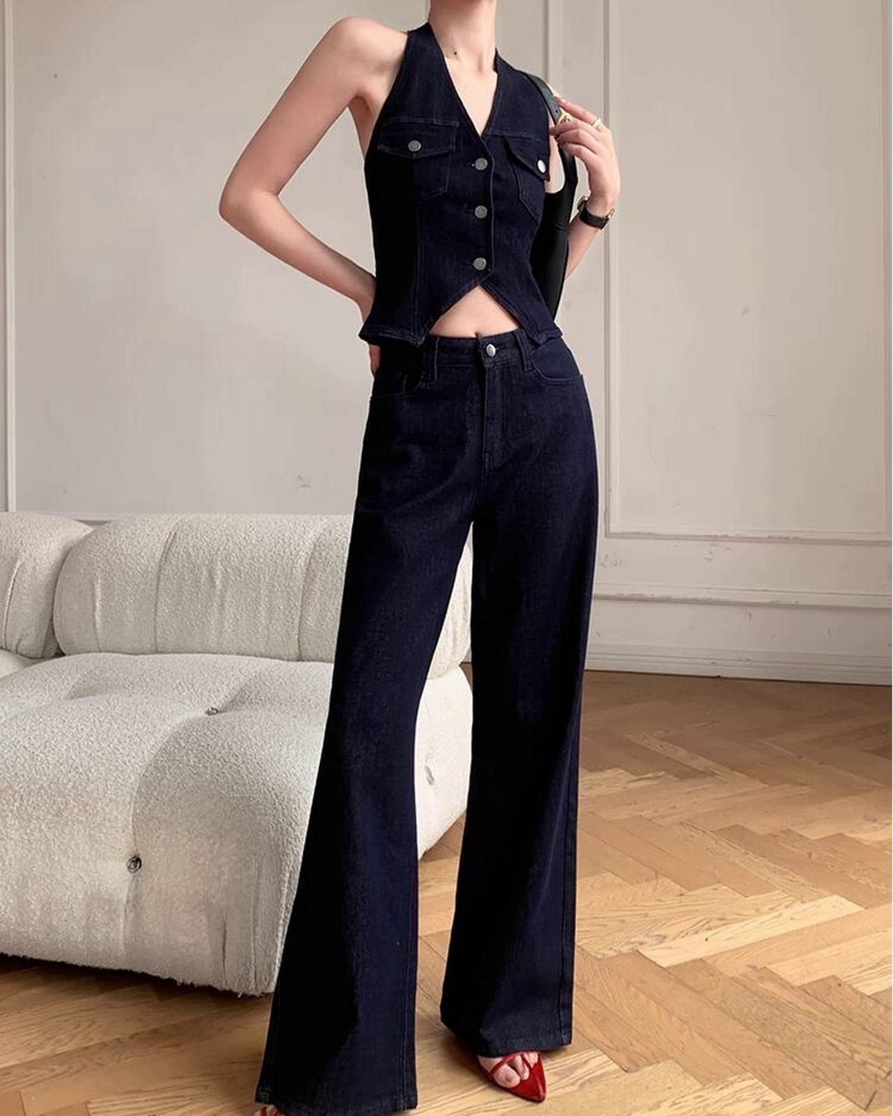 デニムベスト&パンツセットアップ A0376 - 1