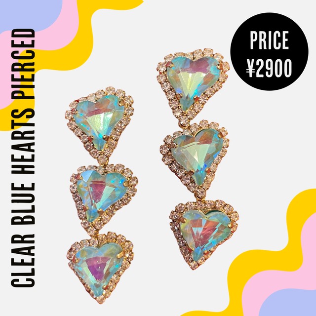 Clear blue hearts pierced