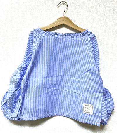 【kids】volume sleeve stripe blouse