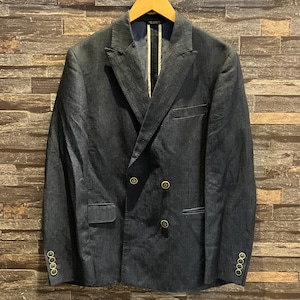 BROOKS BROTHERS LINEN/COTTON DOUBLE BREASTED TAILORED JACKET