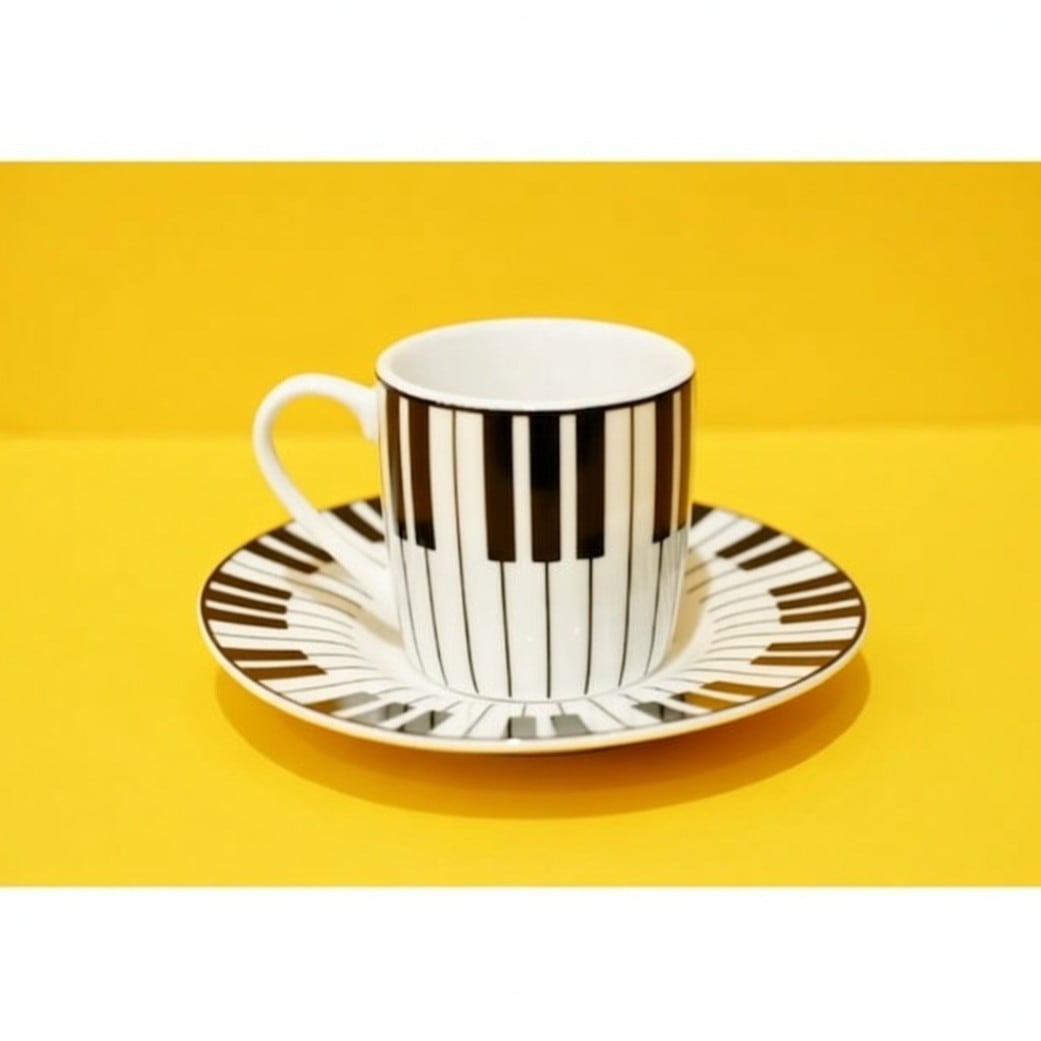 Piano ピアノ カップアンドソーサー <エスプレッソカップ> KONITZ/コーニッツ ピアノ鍵盤デザインC0pernicus(電子レンジ、食器洗浄機にも対応)