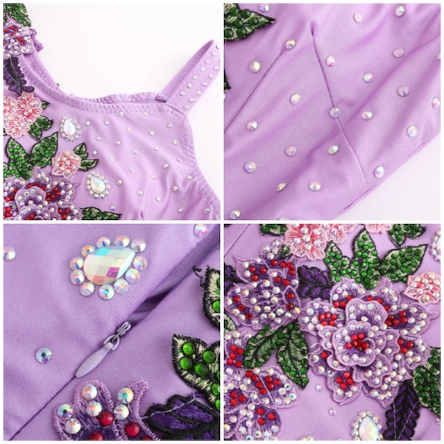 エレガント フローラル エンブロイダリー モダンドレス 4col D00241