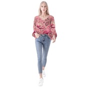 Women's Puffy Long-sleeve Chiffon Blouse Paisley 4715