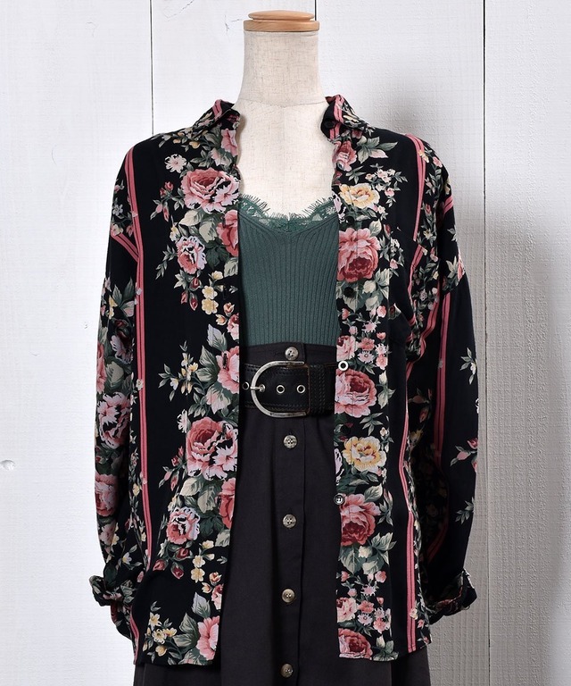 Flower Pattern Long Sleeve Shirt ｜花柄 長袖 シャツ GRAPEFRUIT MOON Online