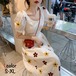 ワンピース ロングスカート ロング丈ワンピース 花柄 Aラインスカート Aライン レディース 半袖 ランタンスリーブ ラウンドネック ジッパー ファスナー ハイウエスト スリム カジュアル レトロ エレガント 大人可愛い お洒落 大人 春 夏 ホワイト 白 S M L XL 普段着 普段使い 日常使い お出かけ デート 女子会 休日 コーデ コーディネート オルチャン 韓国 ファッション お取り寄せ 送料無料 hll-0817
