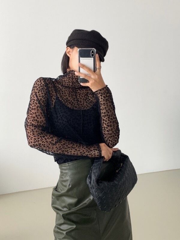 leopard mesh tops