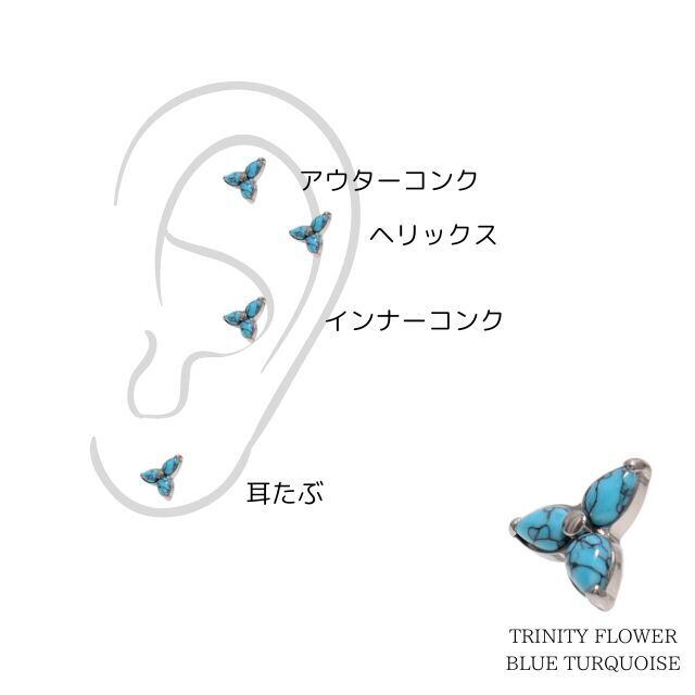 金属アレルギー対応 18G 16G 14G トリニティ ターコイズ 天然石ピアス