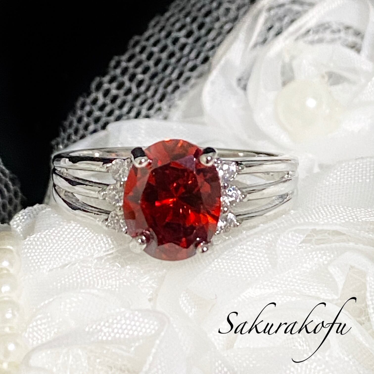 D086 即納☆送料無料 人気デザイン ガーネット シンプル レディース 指輪 リング